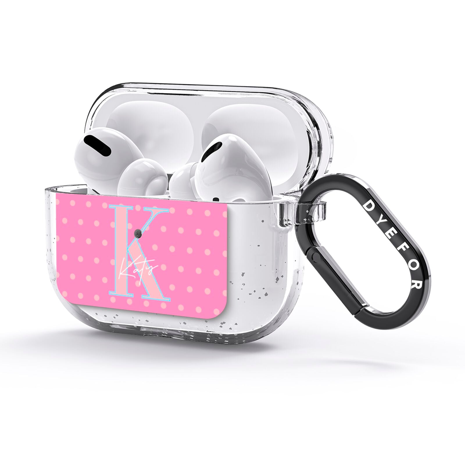 Personalised Pink Dots AirPods Glitter Case 3rd Gen Side Image