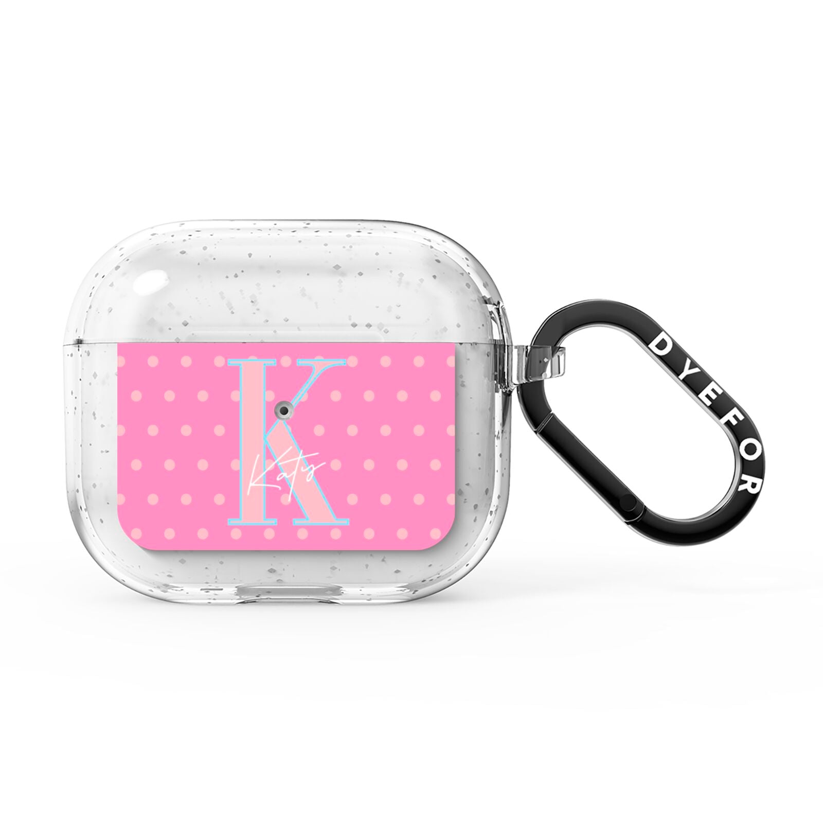 Personalised Pink Dots AirPods Glitter Case 3rd Gen