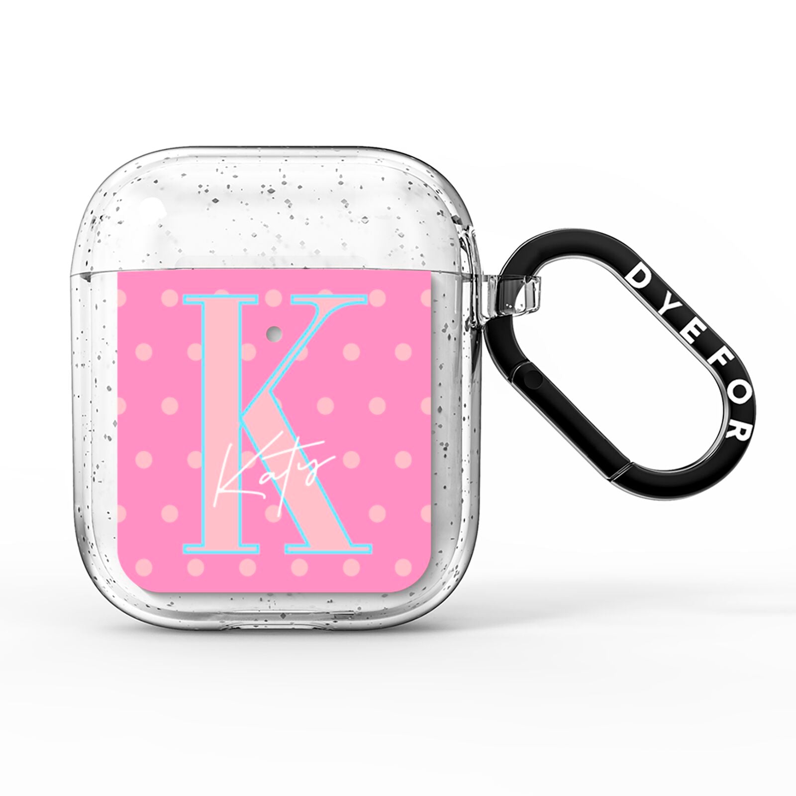 Personalised Pink Dots AirPods Glitter Case