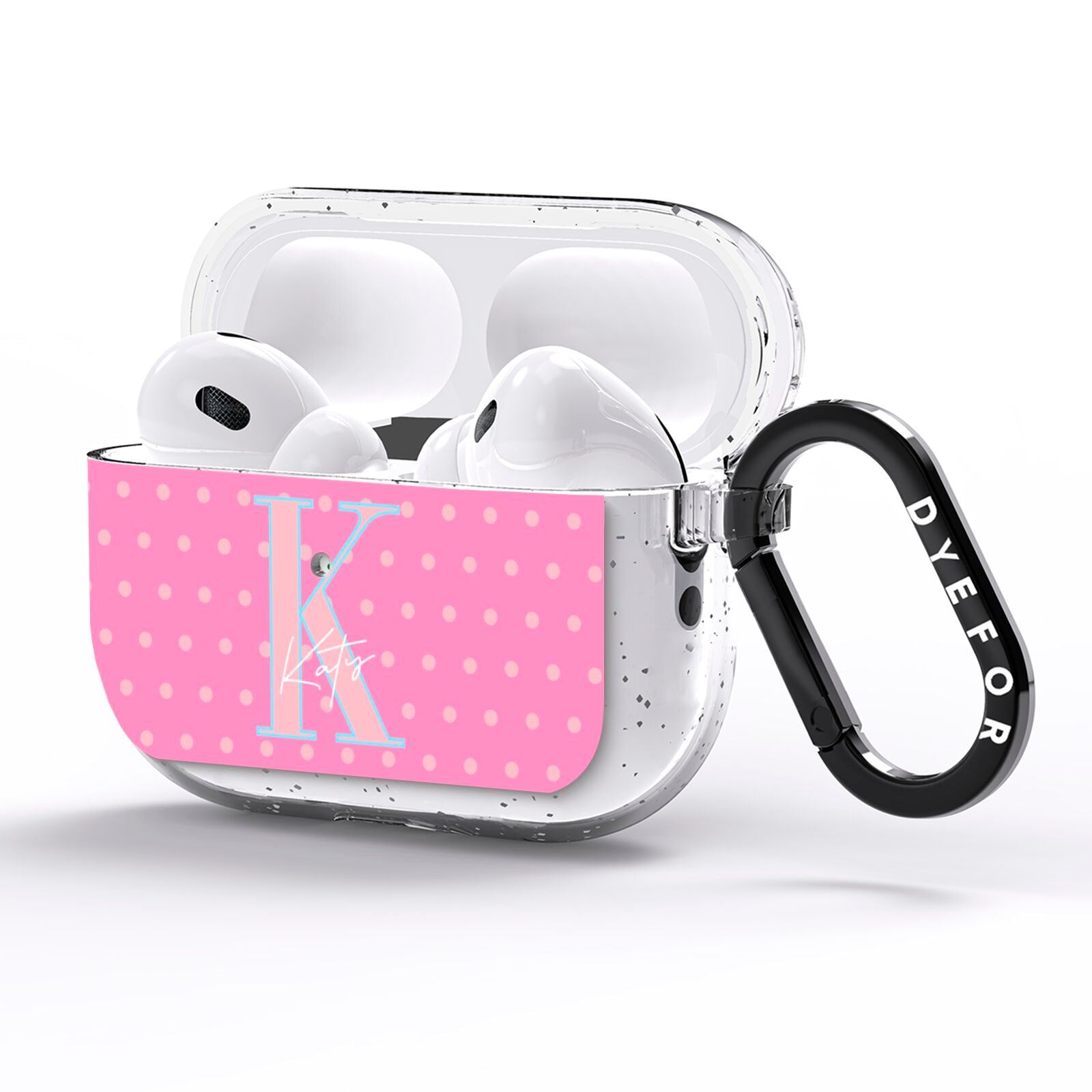 Personalised Pink Dots AirPods Pro Glitter Case Side Image