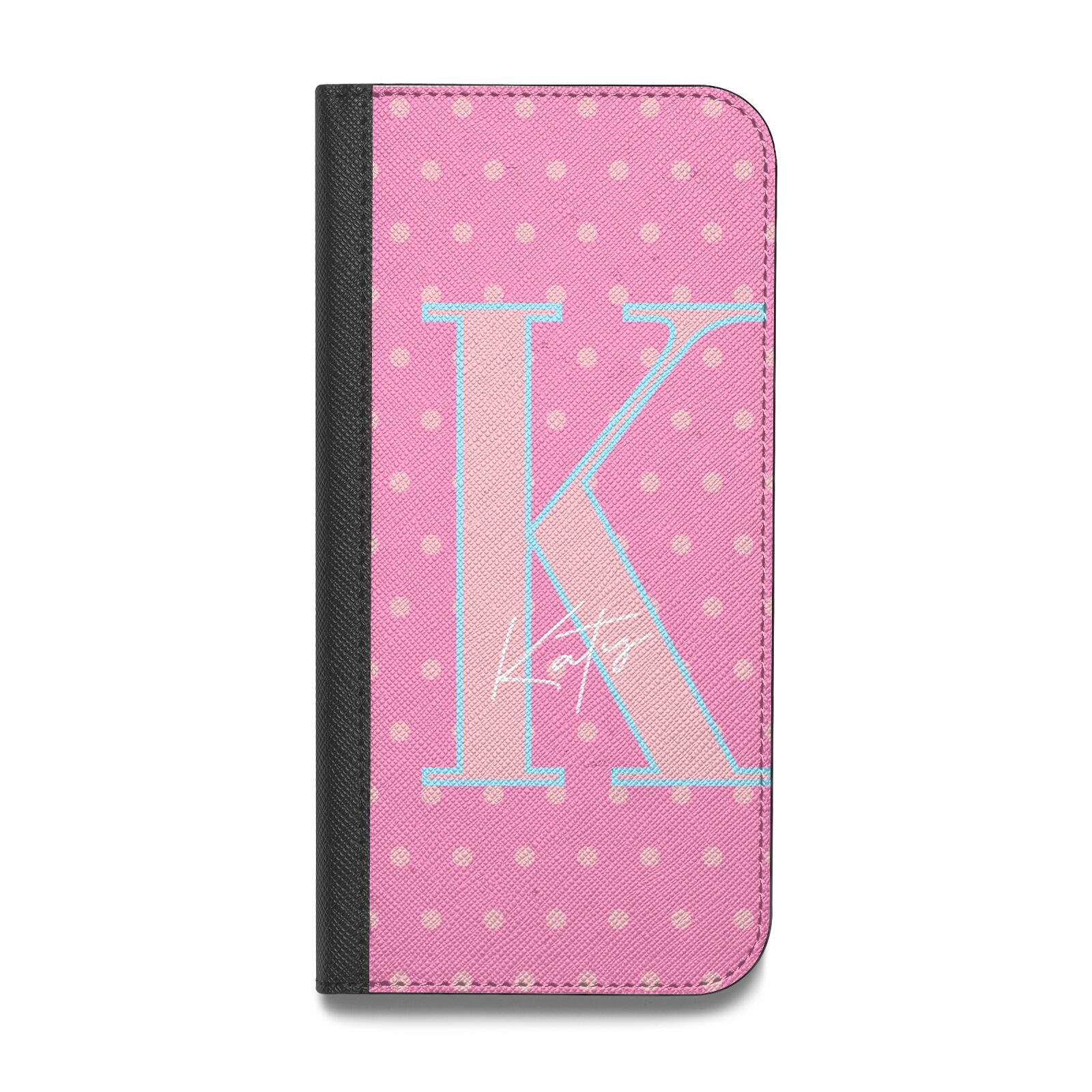Personalised Pink Dots Vegan Leather Flip Samsung Case