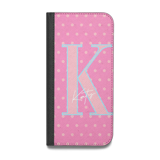 Personalised Pink Dots Vegan Leather Flip Samsung Case