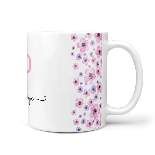 Personalised Pink Floral 10oz Mug
