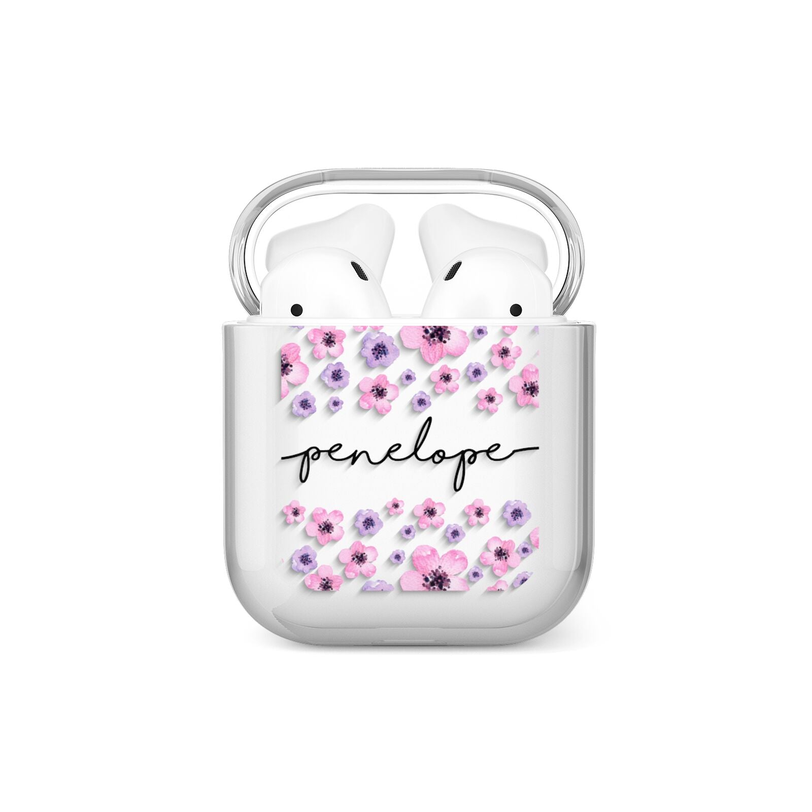 Personalised Pink Floral AirPods Case