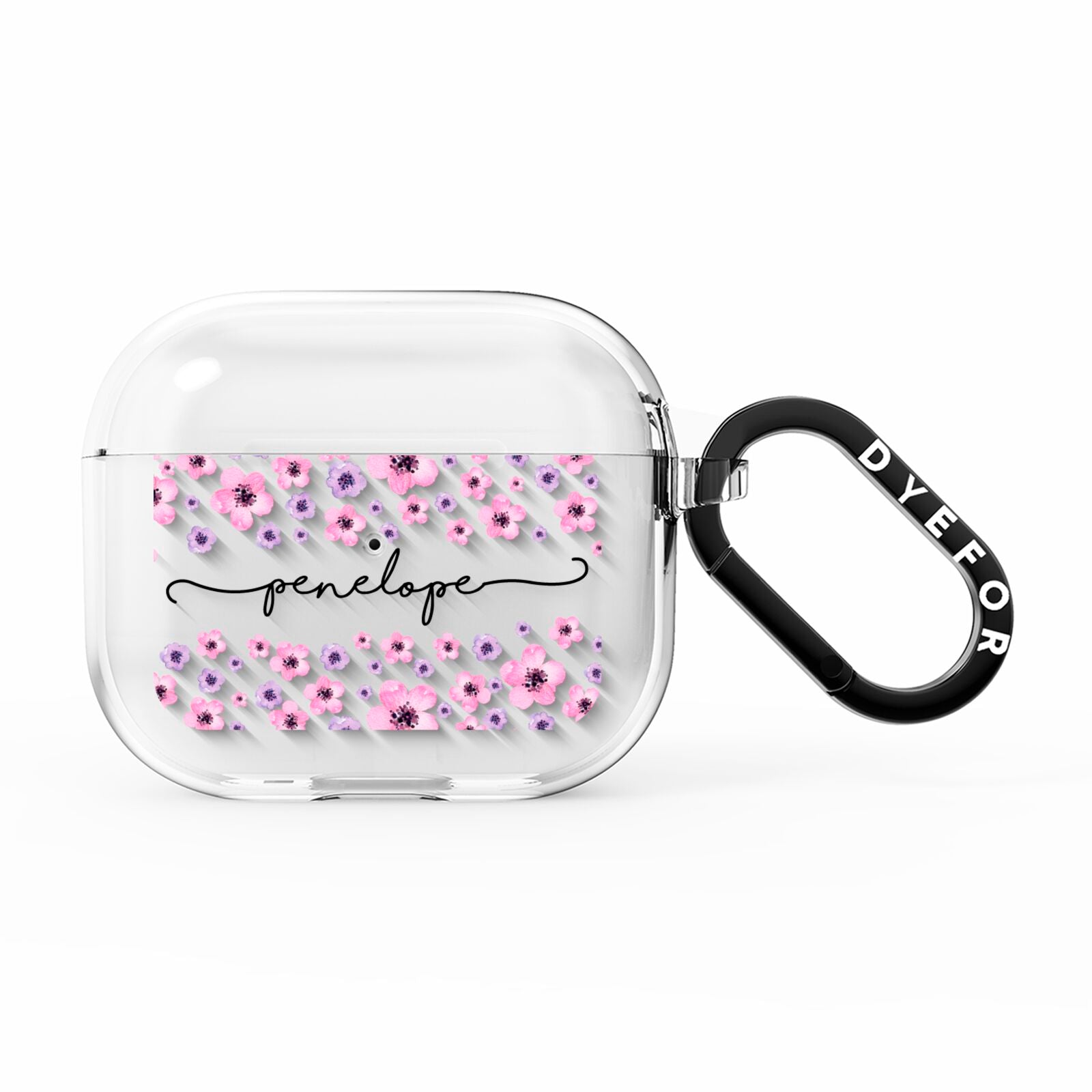 Personalised Pink Floral AirPods Clear Case 3rd Gen