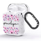 Personalised Pink Floral AirPods Glitter Case Side Image