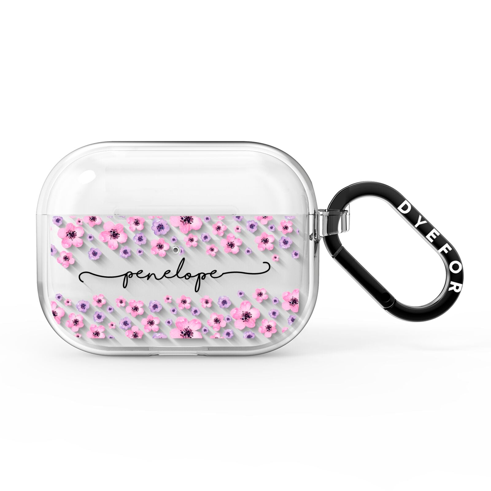 Personalised Pink Floral AirPods Pro Clear Case