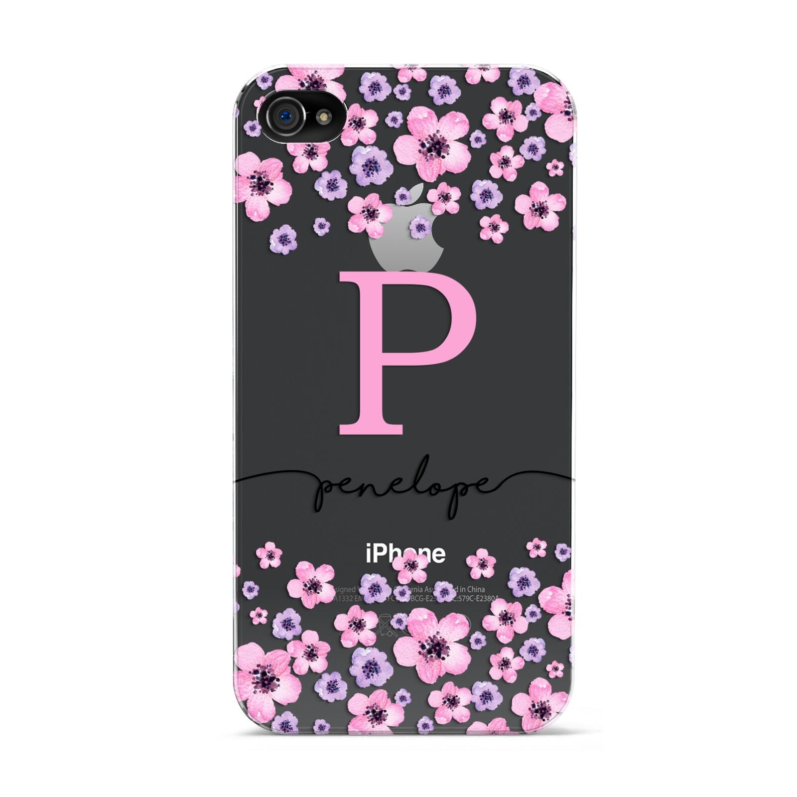 Personalised Pink Floral Apple iPhone 4s Case
