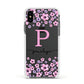 Personalised Pink Floral Apple iPhone Xs Impact Case White Edge on Black Phone