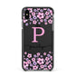 Personalised Pink Floral Apple iPhone Xs Max Impact Case Black Edge on Black Phone