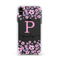 Personalised Pink Floral Apple iPhone Xs Max Impact Case White Edge on Black Phone