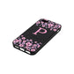 Personalised Pink Floral Black Pebble Leather iPhone 5 Case Side Angle
