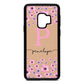 Personalised Pink Floral Nude Pebble Leather Samsung S9 Case