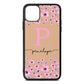 Personalised Pink Floral Nude Pebble Leather iPhone 11 Pro Max Case