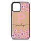 Personalised Pink Floral Nude Pebble Leather iPhone 12 Pro Max Case