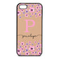 Personalised Pink Floral Nude Pebble Leather iPhone 5 Case