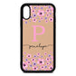 Personalised Pink Floral Nude Pebble Leather iPhone Xr Case