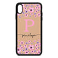 Personalised Pink Floral Nude Pebble Leather iPhone Xs Max Case