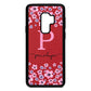 Personalised Pink Floral Red Pebble Leather Samsung S9 Plus Case