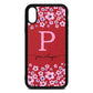 Personalised Pink Floral Red Pebble Leather iPhone Xr Case