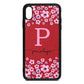 Personalised Pink Floral Red Pebble Leather iPhone Xs Max Case