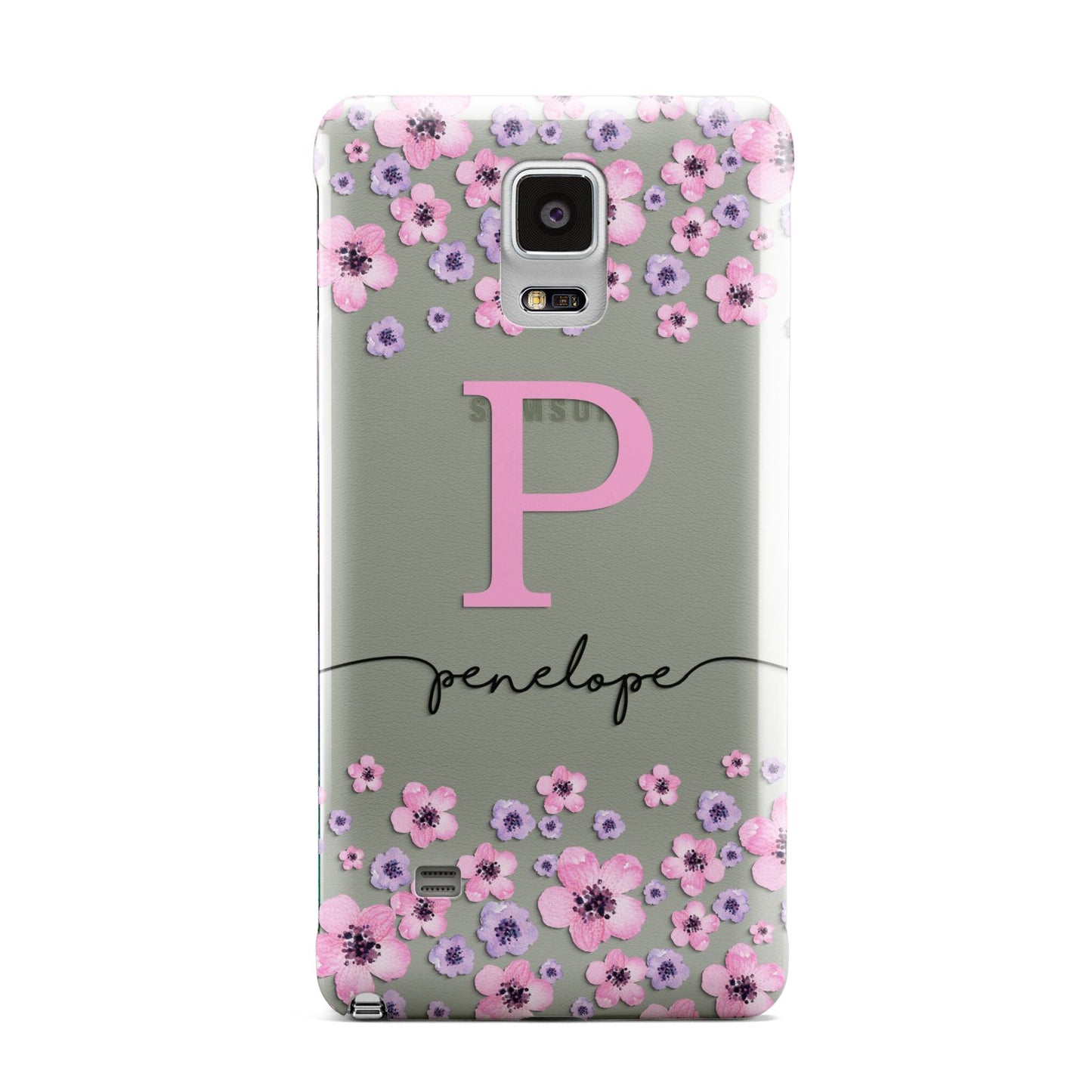Personalised Pink Floral Samsung Galaxy Note 4 Case