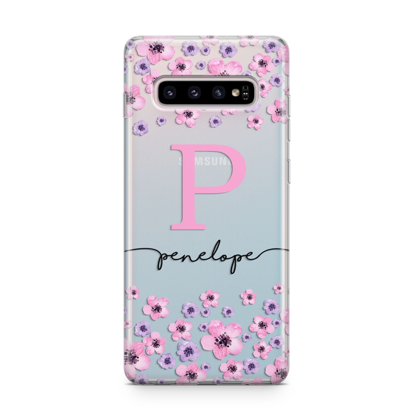 Personalised Pink Floral Samsung Galaxy S10 Plus Case