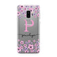 Personalised Pink Floral Samsung Galaxy S9 Plus Case on Silver phone