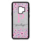 Personalised Pink Floral Silver Pebble Leather Samsung S9 Case