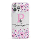 Personalised Pink Floral iPhone 13 Pro Max Clear Bumper Case