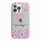Personalised Pink Floral iPhone 13 Pro TPU Impact Case with Pink Edges