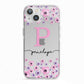 Personalised Pink Floral iPhone 13 TPU Impact Case with White Edges