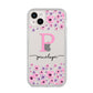 Personalised Pink Floral iPhone 14 Plus Clear Tough Case Starlight