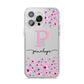 Personalised Pink Floral iPhone 14 Pro Max Clear Tough Case Silver