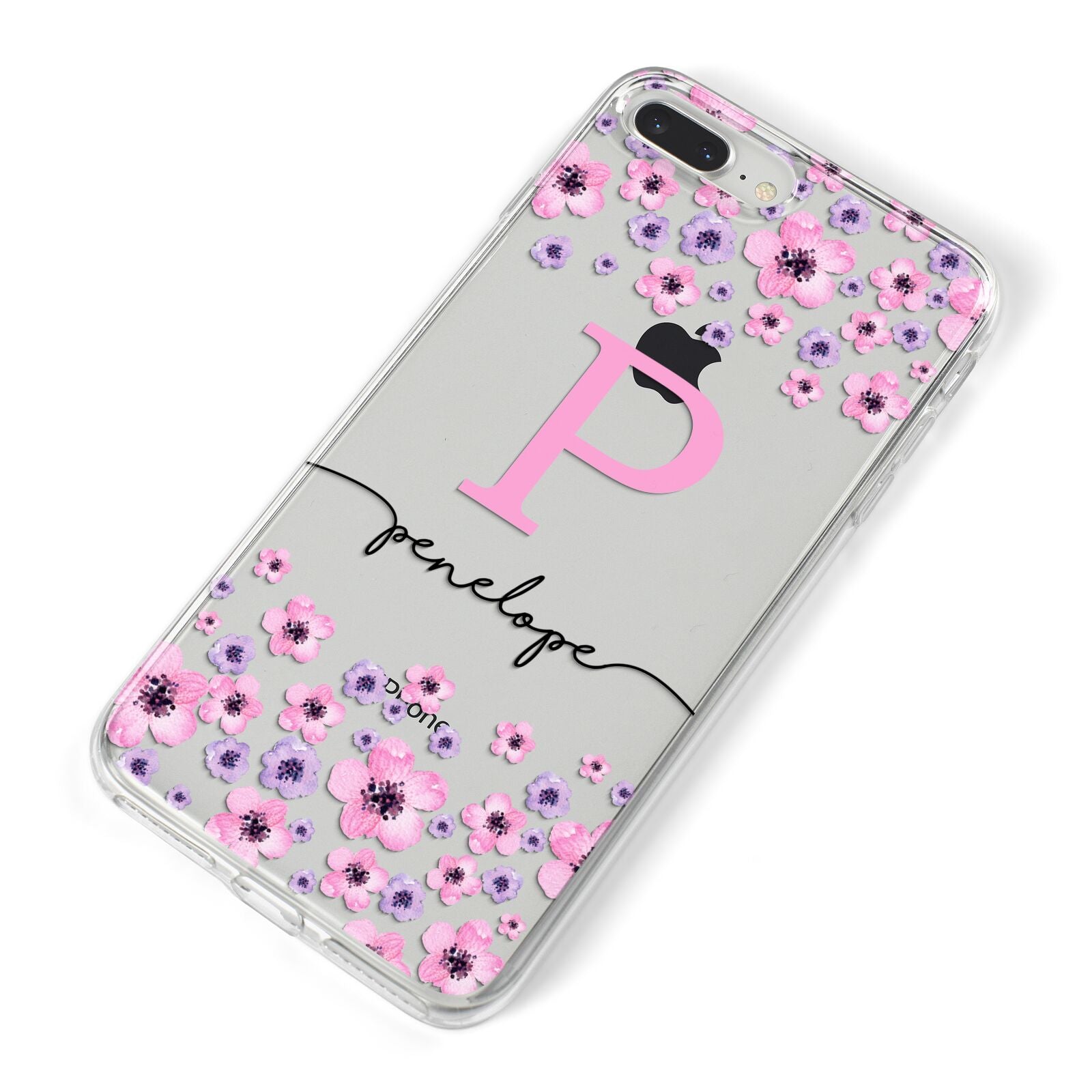 Personalised Pink Floral iPhone 8 Plus Bumper Case on Silver iPhone Alternative Image
