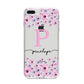 Personalised Pink Floral iPhone 8 Plus Bumper Case on Silver iPhone