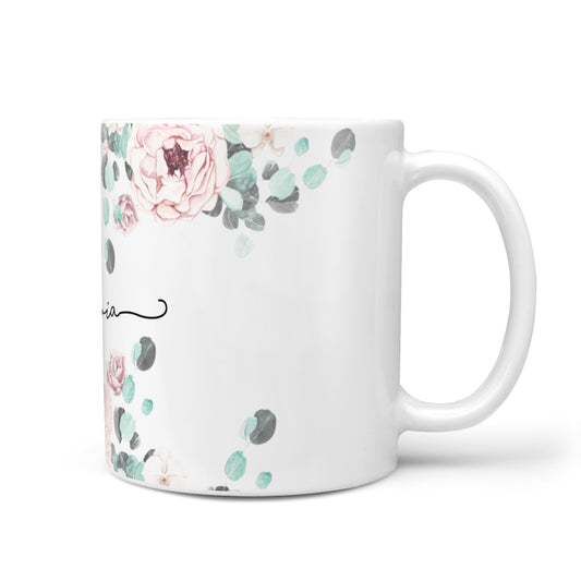 Personalised Pink Flower Name 10oz Mug