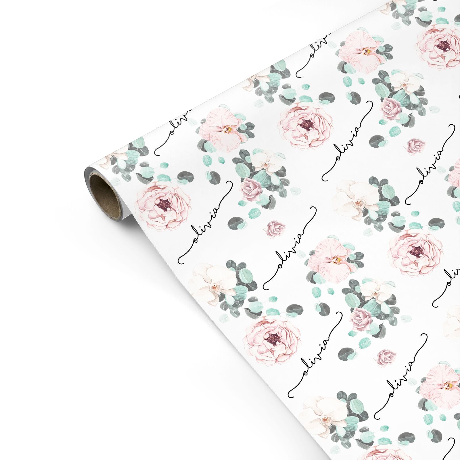 Personalised Pink Flower Name Personalised Gift Wrap