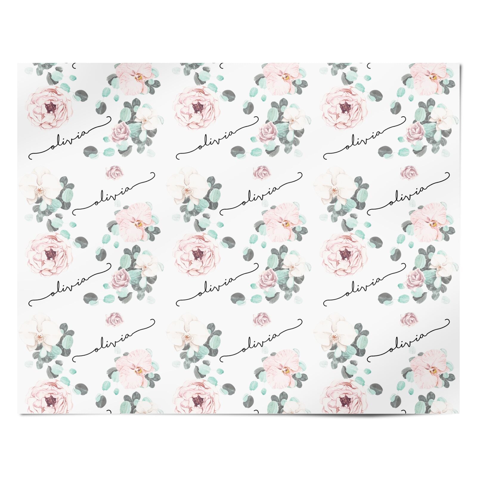 Personalised Pink Flower Name Personalised Wrapping Paper Alternative