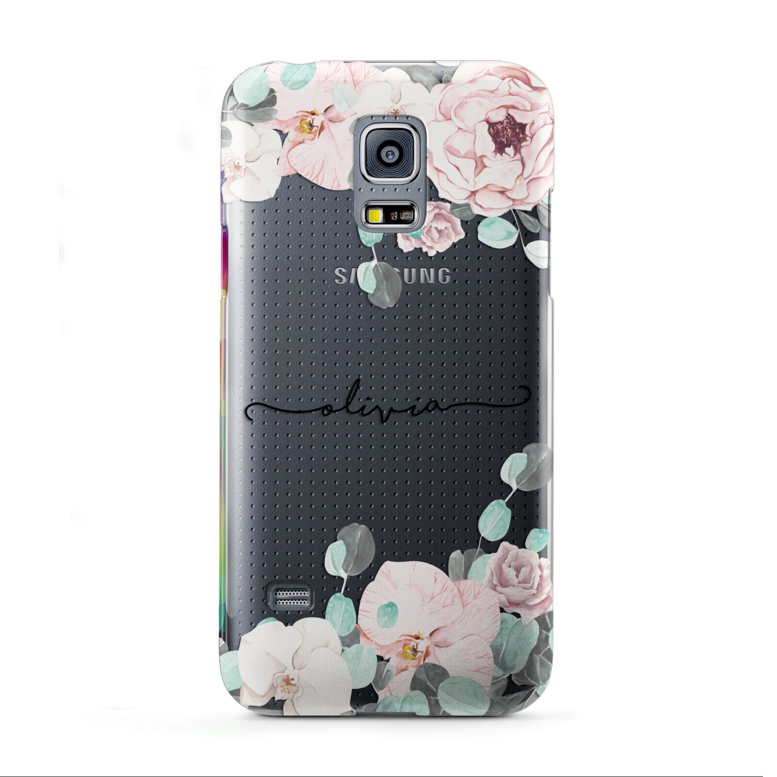 Personalised Pink Flower Name Samsung Galaxy S5 Mini Case