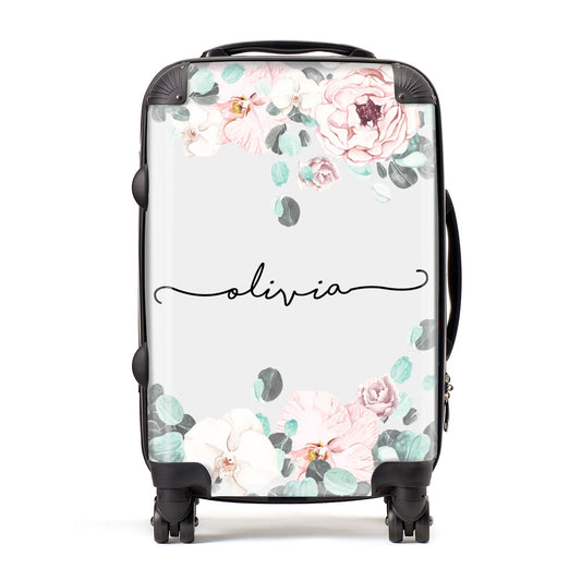 Personalised Pink Flower Name Suitcase