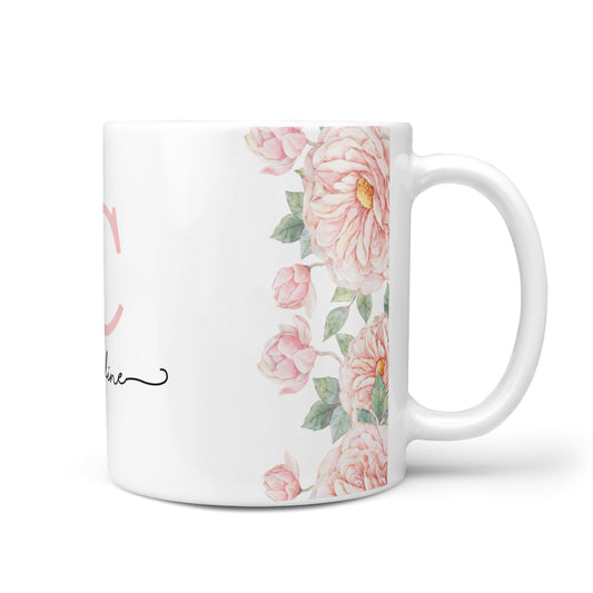 Personalised Pink Flowers 10oz Mug