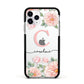 Personalised Pink Flowers Apple iPhone 11 Pro in Silver with Black Impact Case