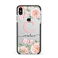 Personalised Pink Flowers Apple iPhone Xs Max Impact Case Black Edge on Silver Phone