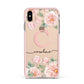 Personalised Pink Flowers Apple iPhone Xs Max Impact Case Pink Edge on Gold Phone
