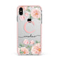 Personalised Pink Flowers Apple iPhone Xs Max Impact Case Pink Edge on Silver Phone