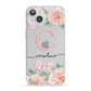 Personalised Pink Flowers iPhone 13 Clear Bumper Case