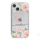 Personalised Pink Flowers iPhone 13 Mini TPU Impact Case with White Edges