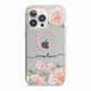 Personalised Pink Flowers iPhone 13 Pro TPU Impact Case with Pink Edges