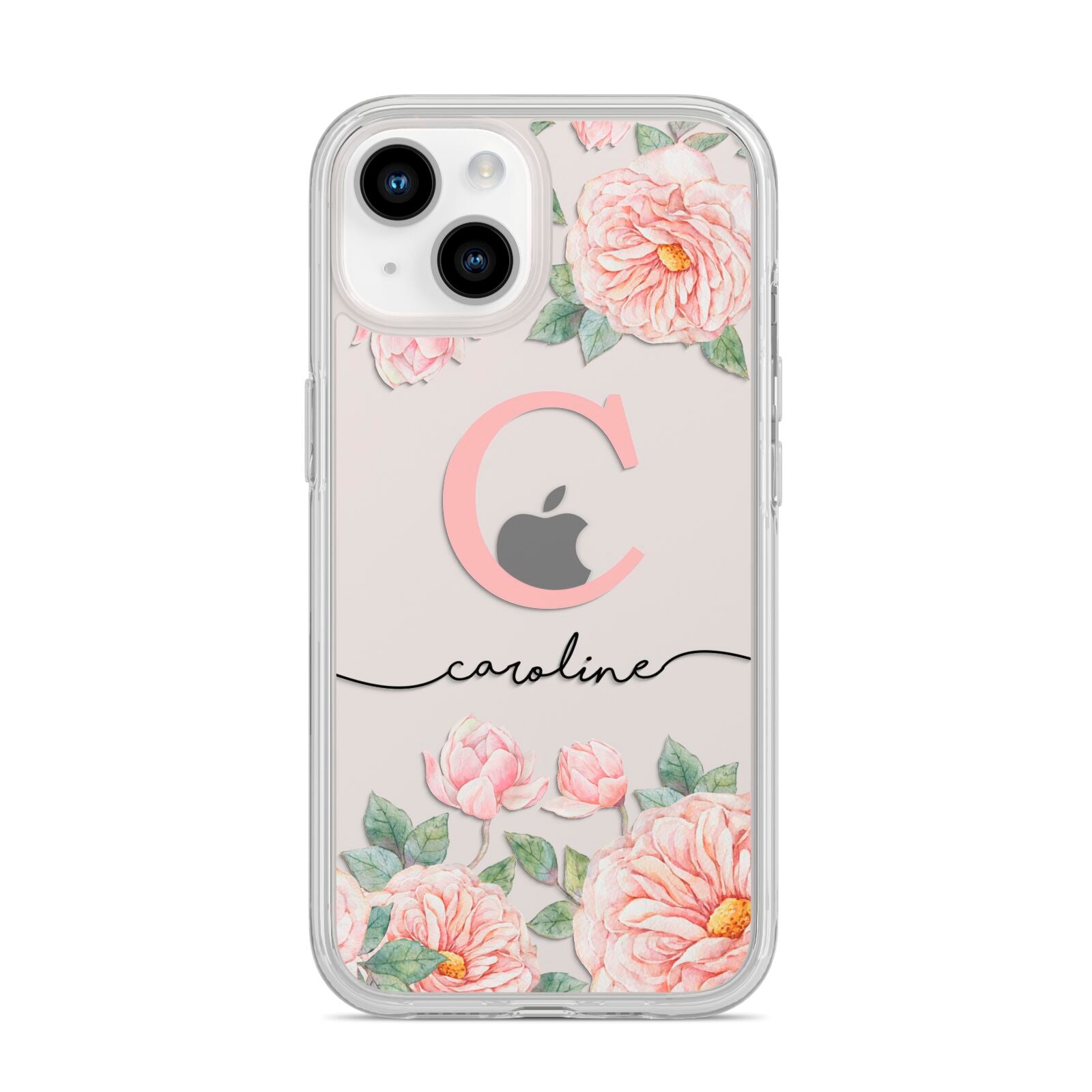Personalised Pink Flowers iPhone 14 Clear Tough Case Starlight